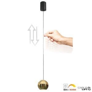 Steinhauer Hanglamp Belluno Zwart/Messing 1-lichts Amber Glas Ø 10cm