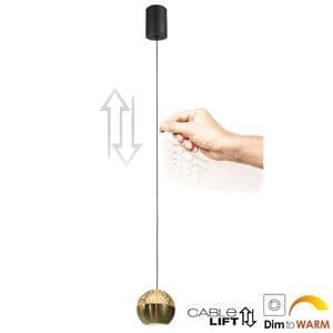 Steinhauer Hanglamp Belluno Zwart/Messing 1-lichts Amber Glas Ø 10cm