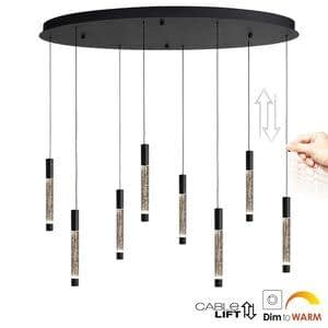 Steinhauer Hanglamp Alisio Ovaal Zwart 8-lichts Cable Lift & Dim to Warm