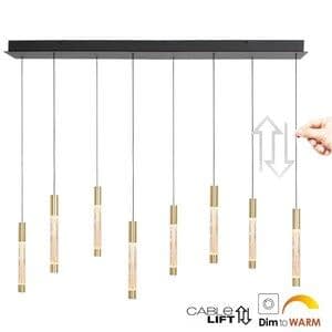 Steinhauer Hanglamp Alisio Messing 8-lichts 120 cm Plafondbalk met Cable Lift & Dim to Warm