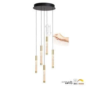 Steinhauer Hanglamp Alisio Messing Rond 5-lichts Cable Lift & Dim to Warm