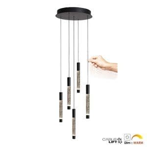 Steinhauer Hanglamp Alisio Zwart Rond 5-lichts Cable Lift & Dim to Warm
