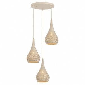 Freelight Buco Hanglamp Crème 3-Lichts Rond met Geperforeerde Kappen