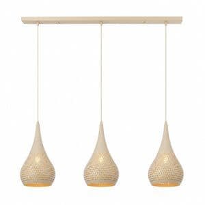 Freelight Buco Hanglamp Crème 3-Lichts Balk met Geperforeerde Kappen
