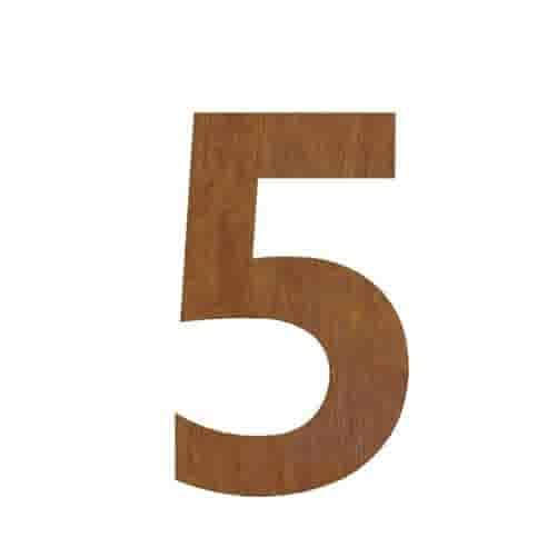 Cortenstaal huisnummer 5 (plak)
