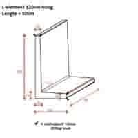 L element 120 cm hoog en 50 cm breed antraciet