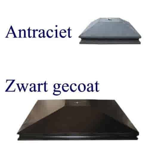 Paalmutsen met een sierrand met een plat stuk + gat 90x90 cm