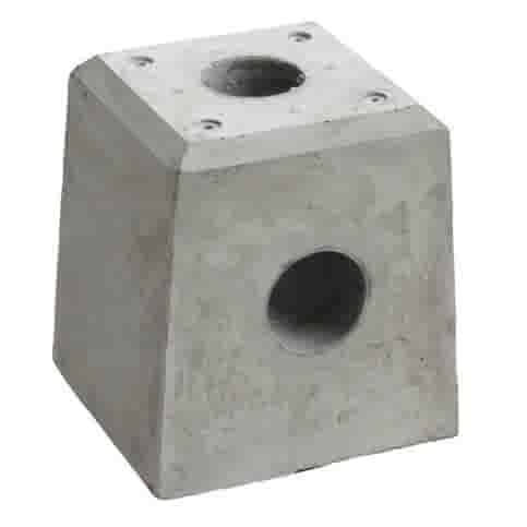 Betonpoer 21x21 en 28 cm hoog grijs met kabeldoorvoer
