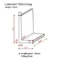 L element 100 cm hoog en 50 cm breed roestbruin