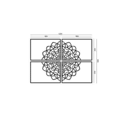 Cortenstaal wanddecoratie Mandala 4-delen