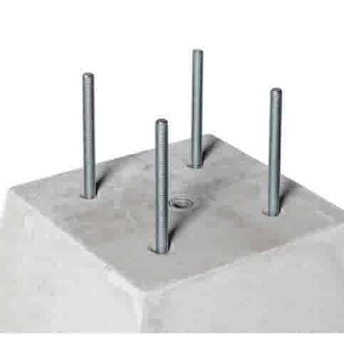 Betonpoer 25x25 en 70 cm hoog grijs M16 of M12