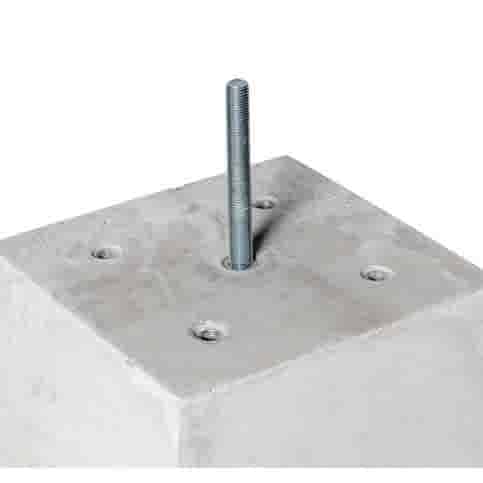 Betonpoer 25x25 en 70 cm hoog grijs M16 of M12