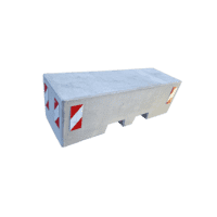 Afzetblok grijs beton met lepelgaten 156x50x50 cm met reflectorband