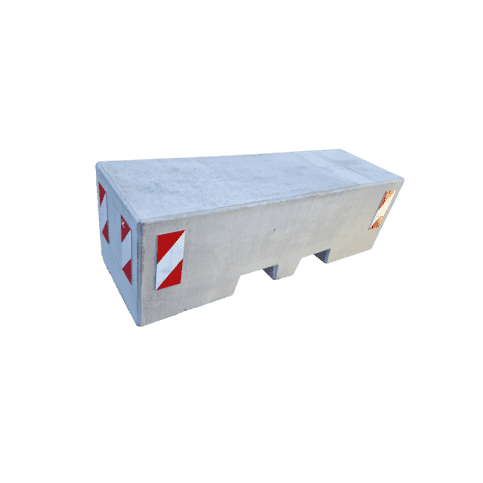 Afzetblok grijs beton met lepelgaten 156x50x50 cm met reflectorband