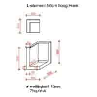 L element hoek 50 cm hoog en 30 cm breed grijs