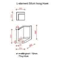 L element hoek 50 cm hoog en 30 cm breed antraciet