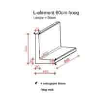 L elementen 60 cm hoog en 50 cm breed grijs