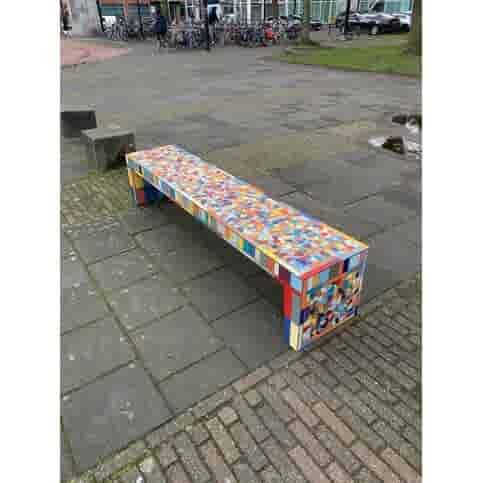 Tuinbank beton 220 cm wit/grijs