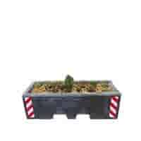 Afzetblok/bloembak antraciet beton met lepelgaten 156x50x50 cm gevuld + reflectieband