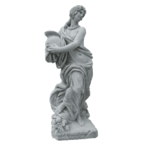 Vrouw met ridderhelm in hand 145 cm