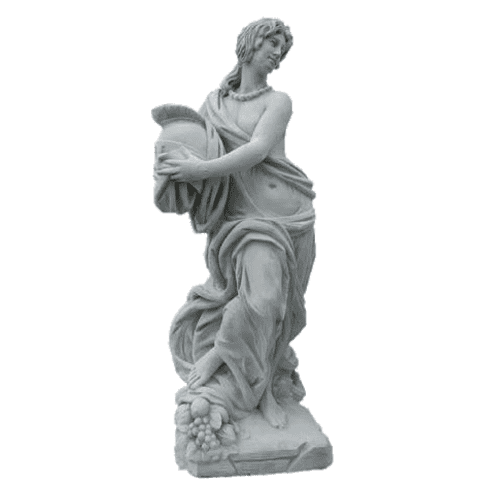 Vrouw met ridderhelm in hand 145 cm