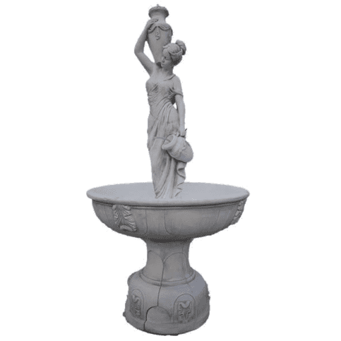 Luxe betonnen fontein Vrouw met waterkruiken - 175 cm