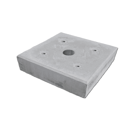 Funderingsblokken 100x100x15 cm hoog 4x M16  + gat