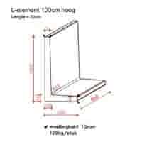 L elementen 100 cm hoog en 50 cm breed grijs