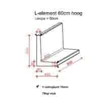 L elementen 60 cm hoog en 50 cm breed grijs L elementen 60 cm hoog en 50 cm breed grijs