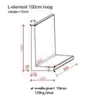 L element 100 cm hoog en 50 cm breed roestbruin