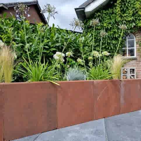 L element 120 cm hoog en 50 cm breed roestbruin