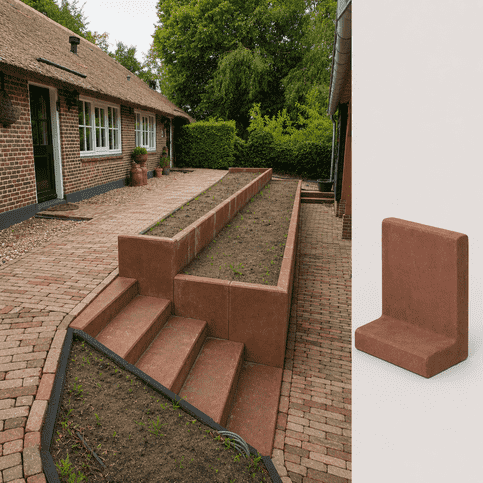 L element 80 cm hoog en 50 cm breed roestbruin