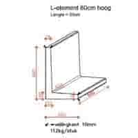 L element 80 cm hoog en 50 cm breed roestbruin