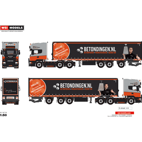 WSI Betondingen Scania combi 1:50 + Certificaat