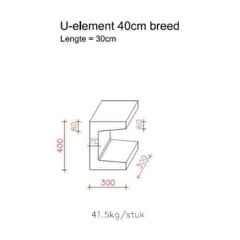 U element beton 30x30x40 antraciet