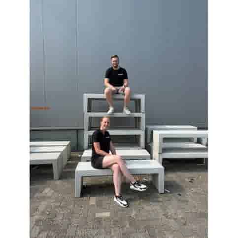 Tuinbank beton 150 cm wit/grijs