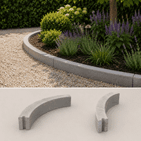 Opsluitband bochtbanden grijs 10x20x78,5 cm R= 0,5 tot 15