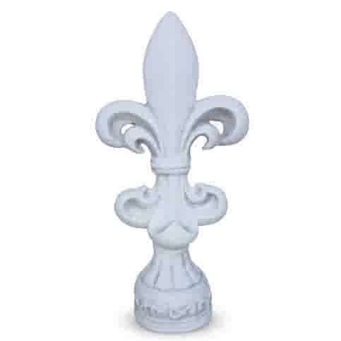Elegant Franse lelie ornament wit beton 48 cm