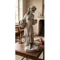 Vrouw met waterkruiken classic tuinbeeld 140 cm wit beton Vrouw met waterkruiken classic tuinbeeld 140 cm wit beton