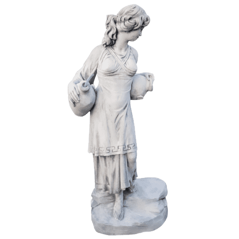 Vrouw met waterkruiken classic tuinbeeld 140 cm wit beton