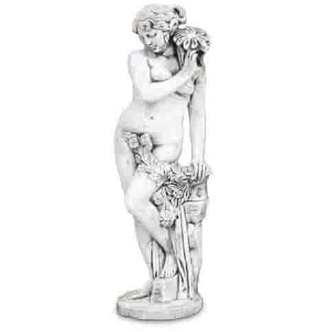 Betonnen tuinbeeld Bloemhoudende vrouw elegant 140 cm