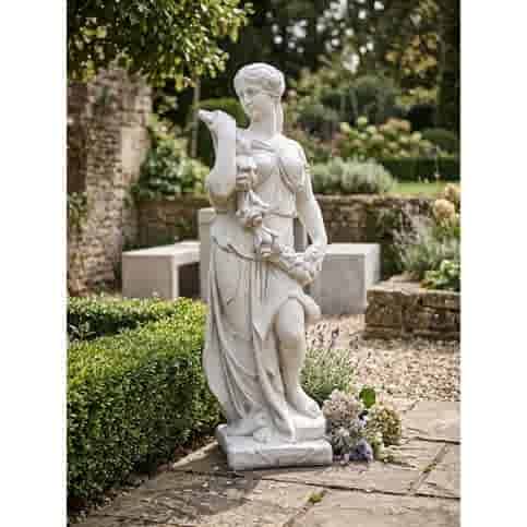 Betonnen tuinbeeld Vrouw met bloemenkrans 125 cm