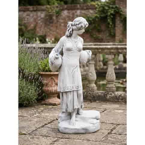 Vrouw met waterkruiken classic tuinbeeld 140 cm wit beton