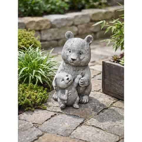 Betonnen tuinbeeld Panda met welp H24 cm
