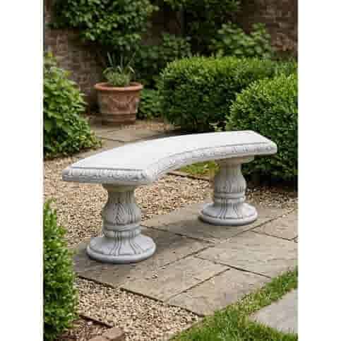 Sierlijke ronde betonnen tuinbank 135 cm