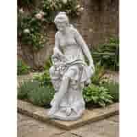 Betonnen tuinbeeld Elegante vrouw met bloemen 121 cm