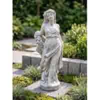 Betonnen tuinbeeld Vrouw met bloemenguirlande 173 cm