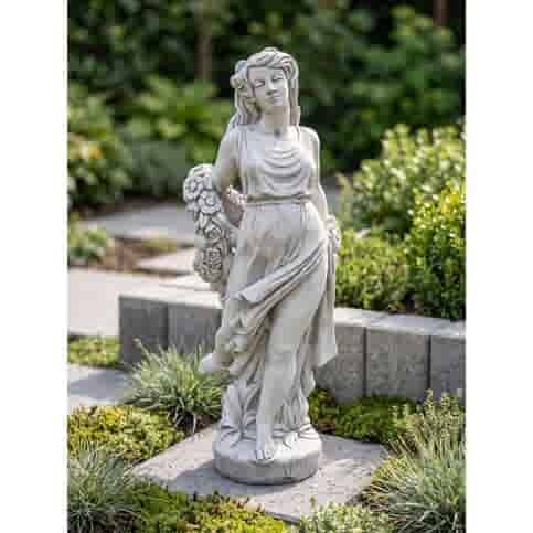 Betonnen tuinbeeld Vrouw met bloemenguirlande 173 cm