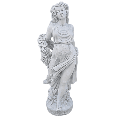Betonnen tuinbeeld Vrouw met bloemenguirlande 173 cm