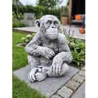Groot betonnen tuinbeeld van een chimpansee 50 cm